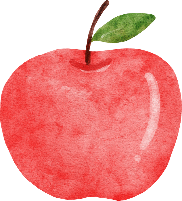 Red Apple Watercolor Illustration